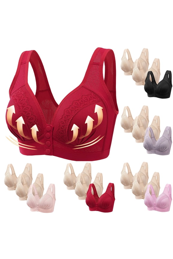 Womens Plus Size Everyday Bras No Wire 3 Pack Front Closure Bralette Soft No Padding Push up,Large Bust Bras Bras for Women Casual