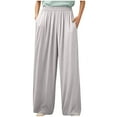 thumbnail image 1 of Vetsdori Womens Plus Size Pajamas Pants Pockets Soft Sleepwear Casual PJS, Solid Color Wide Leg Sleep Pants for Women Home, 1 of 5
