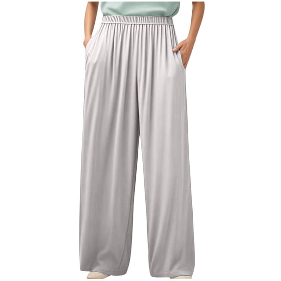 Vetsdori Womens Plus Size Pajamas Pants Pockets Soft Sleepwear Casual PJS, Solid Color Wide Leg Sleep Pants for Women Home