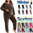 thumbnail image 1 of Vetsdori Womens Plus Size Pajamas Sets Nightwear Home Sleepwear Long Sleeved Tops and Pants Pajamas for Women Holiday, 1 of 5