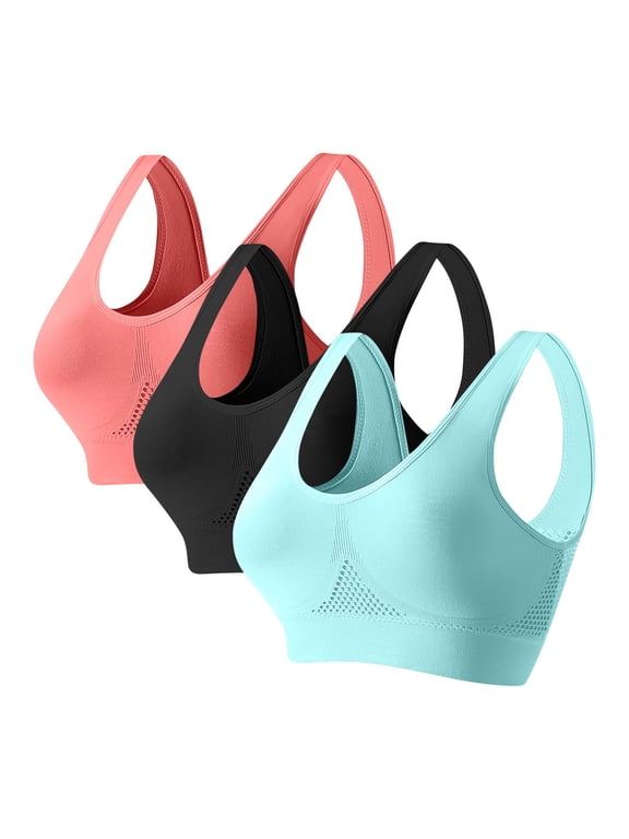 Womens Plus Size Sports Bras Wireless 3 Pack Bra Cozy Bralette Pullover Breathable Seamless Lightweight Underwear for Women, Size XXXXXL