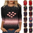 thumbnail image 1 of Vetsdori Womens Plus Size T-Shirts Gifts for Her 3/4 Sleeve Pullover Valentines Heart Print Cute Graphic,Fashion Tops for Junior Trendy, 1 of 6