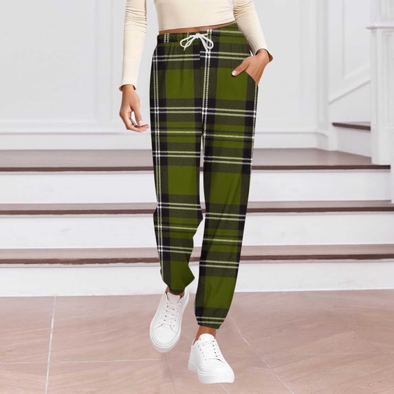 Vetsdori Womens Pockets Pajamas Pants Fitness Pj Bottoms Casual,PJS Plaid Sleepwear Jogger Elastic Waist Lounge Pants for Women Home