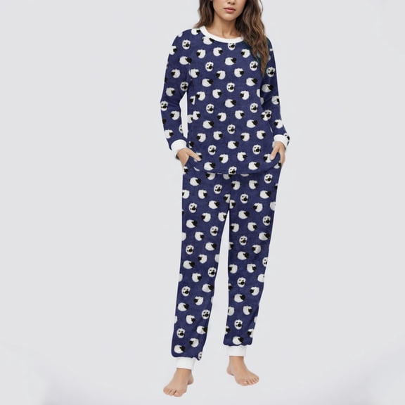 Vetsdori Womens Pockets Pajamas Sets Loungewear Nightwear Fleece , Long Sleeved Tops and Pants Thick Thermal Warm Pajamas for Women 2 Pieces