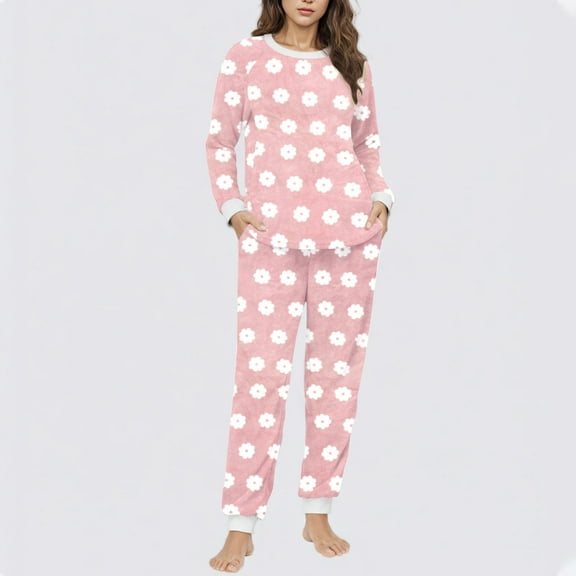 Vetsdori Womens Pockets Pajamas Sets Nightwear Home Thick Thermal Warm , 2 Pieces Pajamas for Women PJS