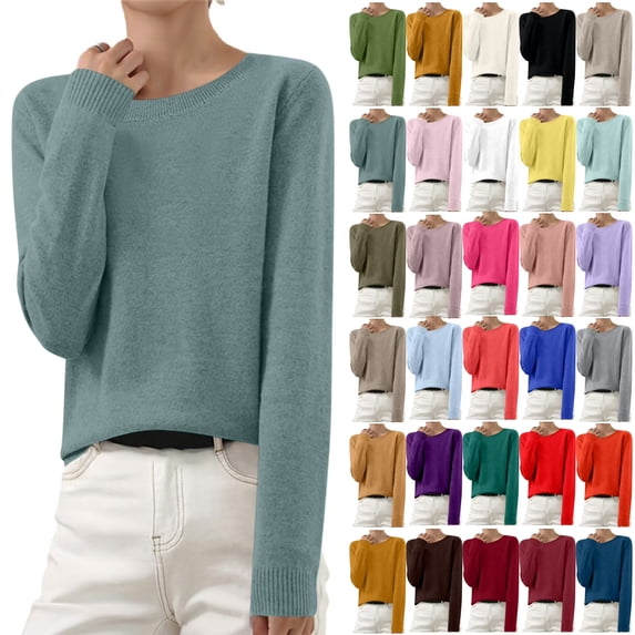 Vetsdori Womens Pullover Sweaters Winter Tops Plus Size Crew Neck Warm Soft Sweaters for Women