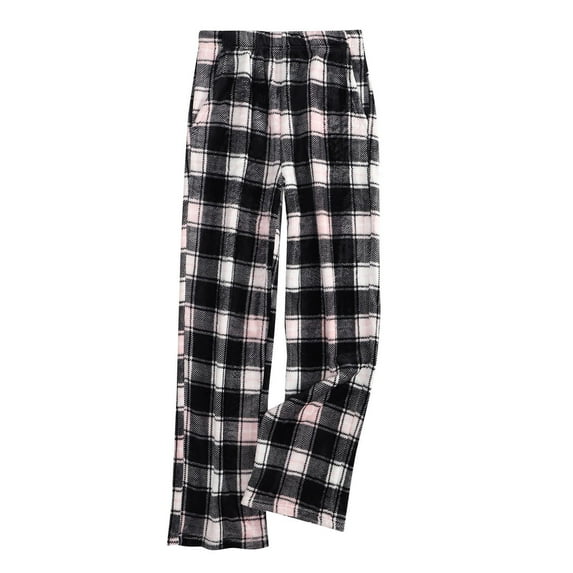 Vetsdori Womens Sleep Pants Pajamas Pants Casual Fleece Pj Bottoms Soft Sleepwear Lightweight Trendy Lounge Pants for Women Plaid,Black