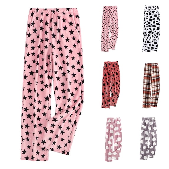 Vetsdori Womens Sleep Pants Pajamas Pants Fleece Casual Pj Bottoms Soft Lightweight,Printed Pj Pants Lounge Pants for Women PJS,Pink