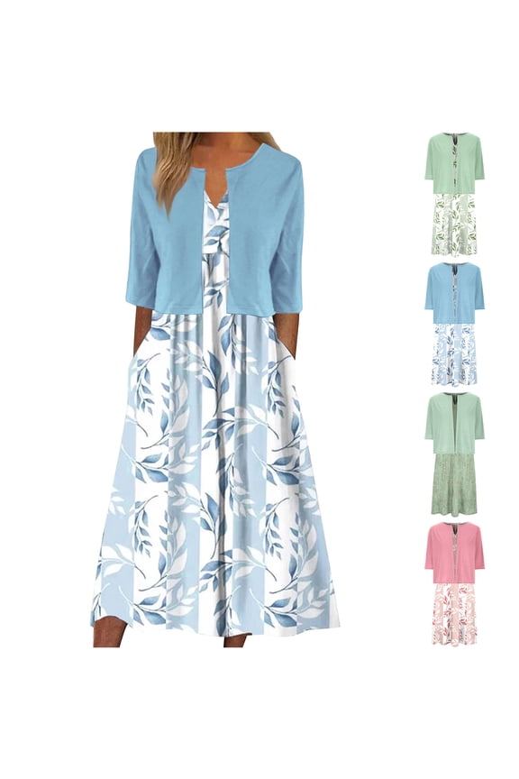 Womens Sleeveless Midi Dresses 2 Piece Floral Print Slip Dress Summer Casual Tank,Sundress V-Neck Dresses for Women Lightweight