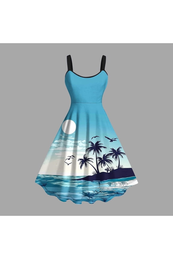 Womens Sleeveless Mini Dresses Holiday Sundress Slip Dress Tank Beach Summer Boat Neck,Graphic Dress for Junior Outfits