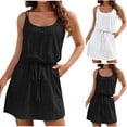 thumbnail image 1 of Vetsdori Womens Sleeveless Mini Dresses Plain Slip Dress Sundress Holiday Black Summer Lace,Crew Neck Dresses for Women Tank, 1 of 6