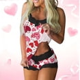 thumbnail image 1 of Vetsdori Womens Sleeveless Pajamas Sets 2 Pieces Casual Homewear Summer Shorts & Top,Heart Print Holiday Loungewear Sleepwear PJ Sets for Women Lace, 1 of 6