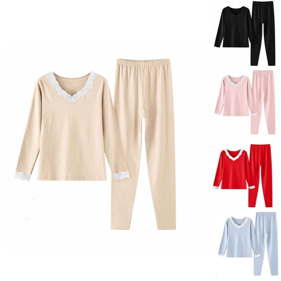 Vetsdori Womens Soft Pajamas Thermal Cotton Nightwear Sleepwear , Sets PJS Loungewear for Women Winter