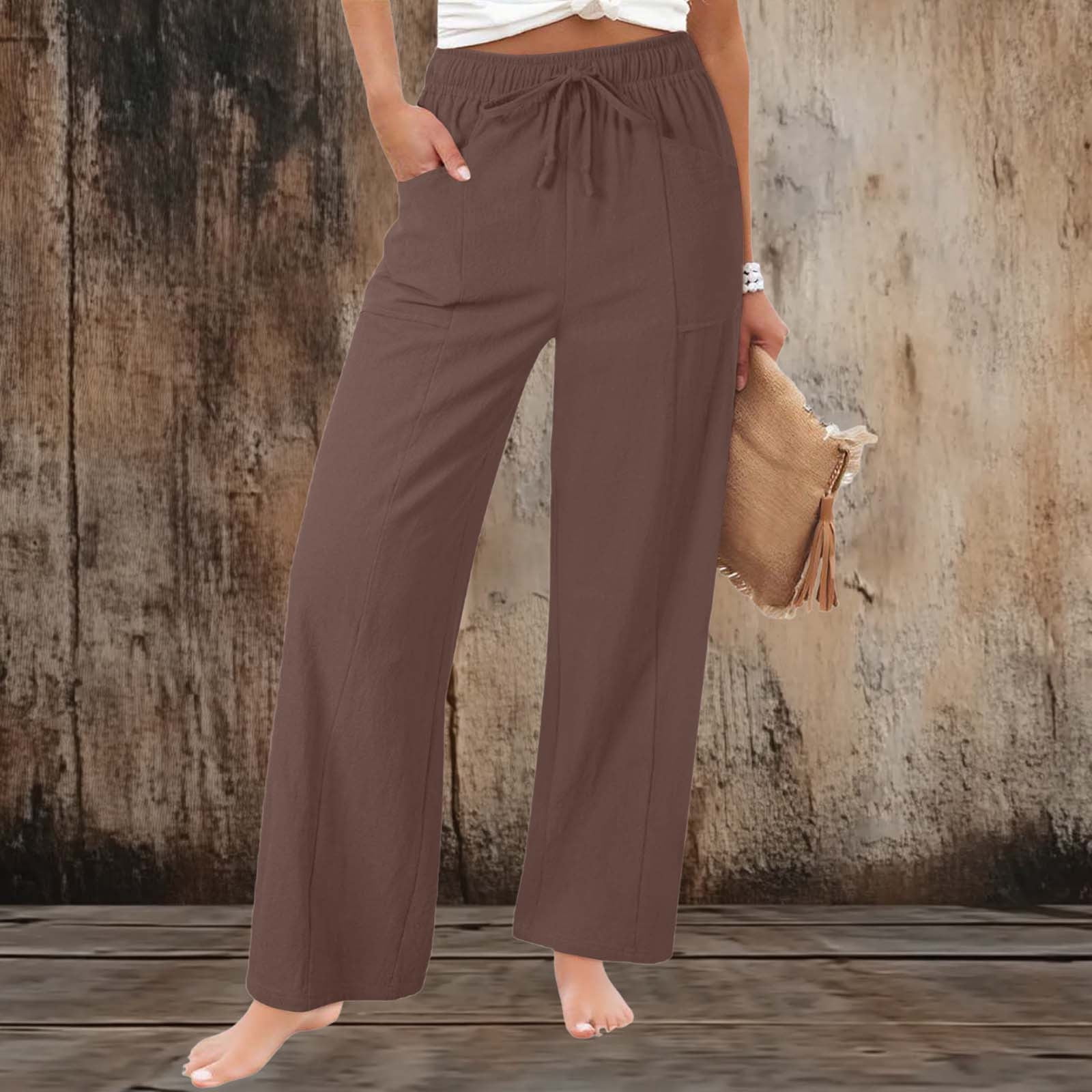 womens summer dress pants for Women 2026 Casual Suit Pants Elastic Waist Wide Leg Trousers Button Up Zipper Wear to Work Trousers Beige : Clothing, Shoes & Jewelry 64 Cm / 25.20 inch Vetsdori Womens Summer Pants Pockets