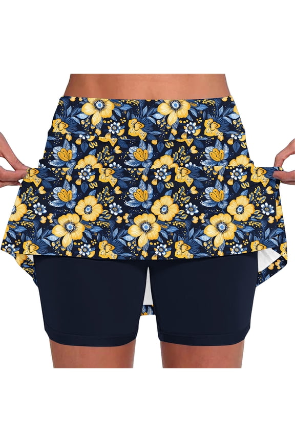 Womens Summer Skorts Workout Shorts Tennis Casual Yoga,Floral Print Skirts for Women Running