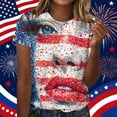 thumbnail image 1 of Vetsdori Womens Summer T Shirts American Flag 4th of July Pullover Red White and Blue Casual Crew Neck Red White and Blue , Graphic Independence Day Tops for Women Fashion, 1 of 5