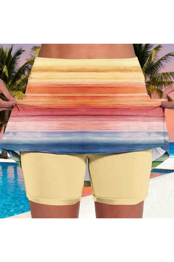 Womens Tennis Skorts Workout Summer Shorts Striped Casual,Yoga Skirts for Women