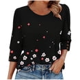 thumbnail image 1 of Vetsdori Womens Three Quarter Sleeve Tops Plus Size Button up Pullover Tunic Graphic,Trendy Summer T-Shirts for Junior Round Neck, 1 of 7