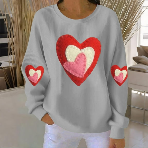 Vetsdori Womens Valentine Sweatshirts Pullover Shirts Winter Valentine's Days Gifts for Girlfriend Sweatshirts for Women Love Heart