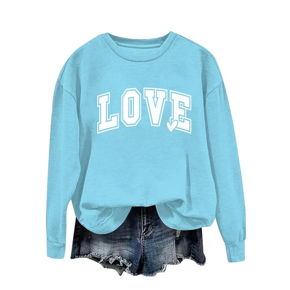 Vetsdori Womens Valentine Sweatshirts Valentine's Days Pullover Shirts Spring Gifts for Girlfriend Crew Neck Sweatshirts for Women