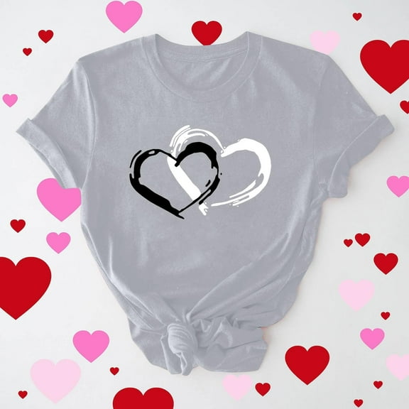 Vetsdori Womens Valentine T-Shirts Short Sleeve Casual Blouses Pullover Plus Size Cute Summer,Graphic Tops for Junior Crew Neck