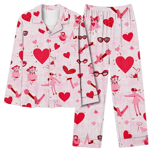 Vetsdori Womens Valentines Pajama Sets Gifts for Girlfriend Loungewear Nightwear Sleepwear Collared,Soft Winter Spring Pajamas for Women Pj Sets