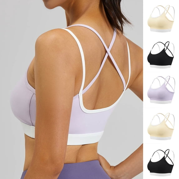 Vetsdori Womens Wirefree Sports Bras Racerback Workout Bralette Padded,Lightweight Bras for Women Soft