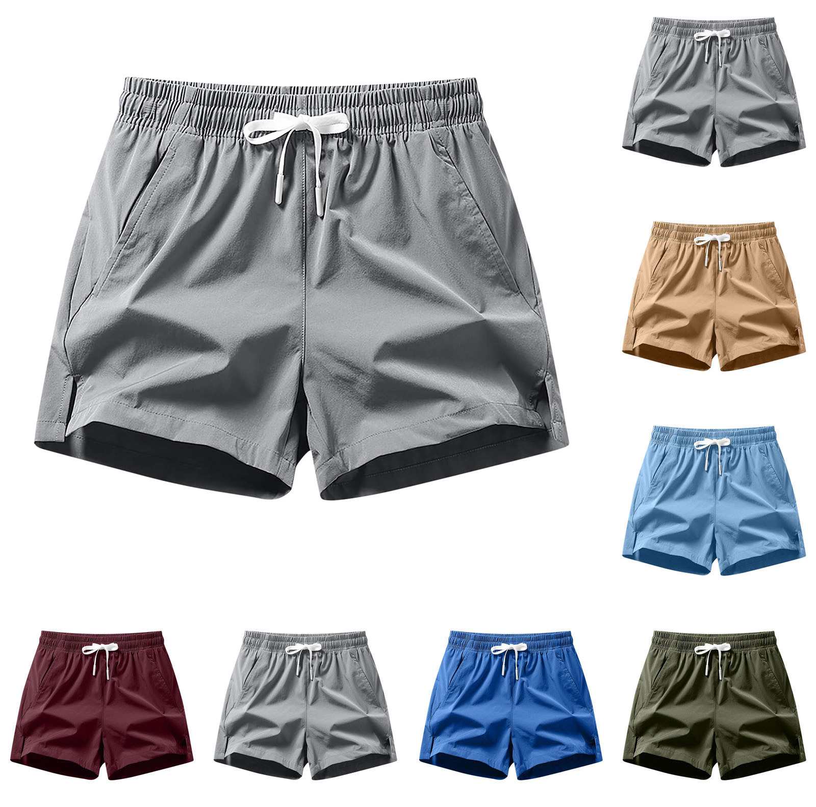 Short de entrenamiento para hombre, running, fútbol, transpirable, deportivo, verano, con bolsillos y cordón, cintura elástica