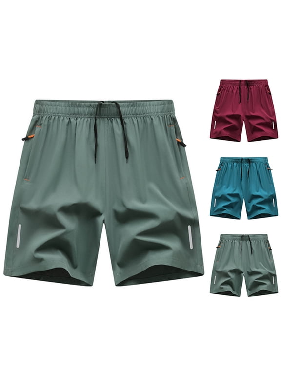 Workout Shorts for Men Summer Dry Fit Short Pants Ice Slik,Casual Elastic Waist Plain Athletic Shorts Ropa Mens Shorts Breathable,Size L