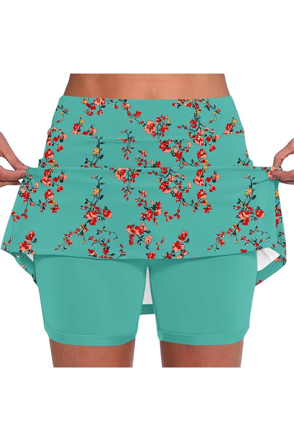 Workout Skorts for Women Floral Print Summer Shorts,Tennis Casual Womens Skirts Yoga