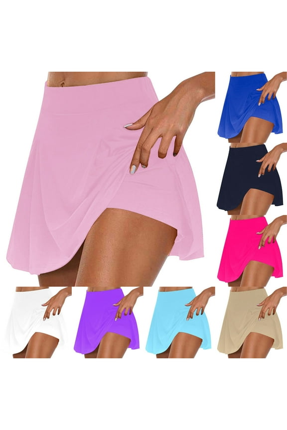 Workout Skorts for Women Tennis Summer Shorts Solid Color Casual Yoga,Womens Skirts
