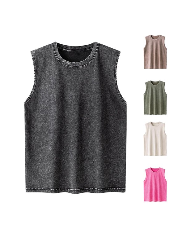 Workout T Shirts for Men Sleeveless Muscle Tank Tops 100% Cotton Fitness Plain Summer,Slim Fit Undershirts Mens Shirts Crew Neck,XXL