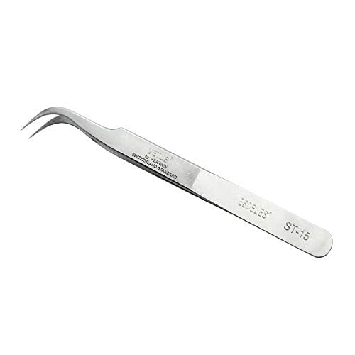 Vetus Curved Slant Tip Stainless Steel Non-Magnetic Eyelash Eyebrow Tweezer