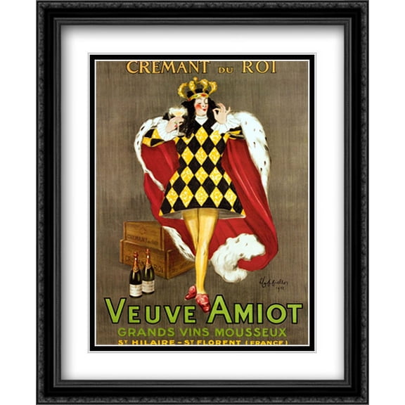 Veuve Amiot 2x Matted 28x34 Large Black Ornate Framed Art Print by Cappiello, Leonetto