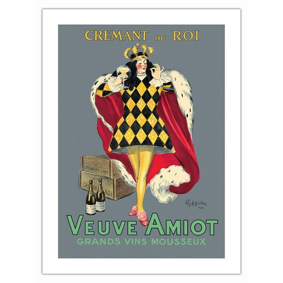 Veuve Amiot - Crémant du Roi - Great Sparkling Wine of King’s - Vintage French Advertising Poster by Leonetto Cappiello c.1922 - Bamboo Fine Art 290gsm Paper Print (Unframed) 18x24in