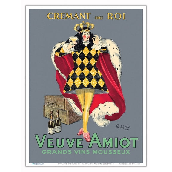 Veuve Amiot - Crémant du Roi - Great Sparkling Wine of King’s - Vintage French Advertising Poster by Leonetto Cappiello c.1922 - Master Art Print (Unframed) 9in x 12in