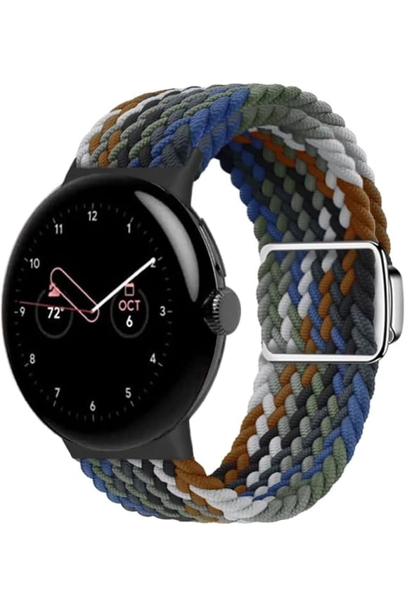 Braided Nylon Elastic Watch Bands for Google Pixel Watch 2 / Pixel Watch, Loop Soft Stretchy Sport Wristband Strap with Magnetic Closure Compatible with Google Pixel Watch