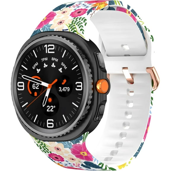 VeveXiao No Gaps Silicone Strap for Samsung Galaxy Watch 8 Classic 46mm Band, Printed Soft Silicone Replacement Straps for Galaxy Watch 8 40mm 44mm Women Man WristBand