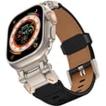 thumbnail image 1 of VeveXiao Leather Band for Apple Watch Ultra 2 Band Ultra Band 49mm for Men Apple Watch Band 45mm 44mm 42mm Series 9 8 7 SE 6 5 4 3, Rugged Leather Strap iWatch Sport Bands Metal Connector, 1 of 6