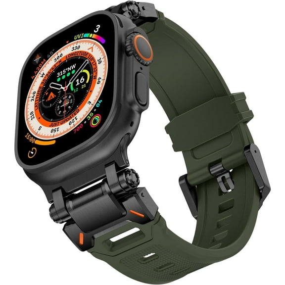 VeveXiao Luxury Armor Designed Band for Apple Watch Ultra/Ultra2 Band 49mm 45mm 44mm 42mm, Explorer TPU Strap Waterproof Replacement Band for iWatch Series 9 8 7 6 5 4 3 2 1 SE