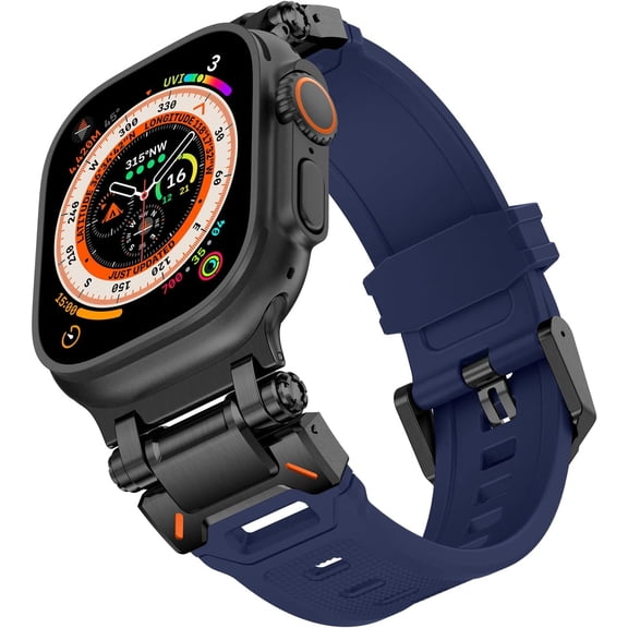 VeveXiao Luxury Armor Designed Band for Apple Watch Ultra/Ultra2 Band 49mm 45mm 44mm 42mm, Explorer TPU Strap Waterproof Replacement Band for iWatch Series 9 8 7 6 5 4 3 2 1 SE