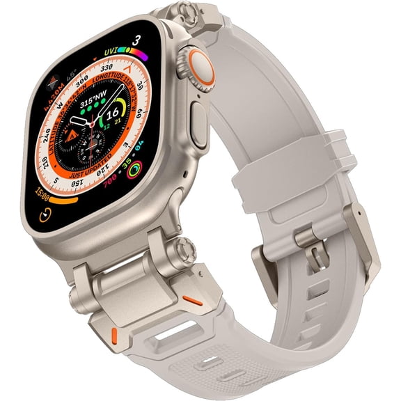 VeveXiao Luxury Armor Designed Band for Apple Watch Ultra/Ultra2 Band 49mm 45mm 44mm 42mm, Explorer TPU Strap Waterproof Replacement Band for iWatch Series 9 8 7 6 5 4 3 2 1 SE