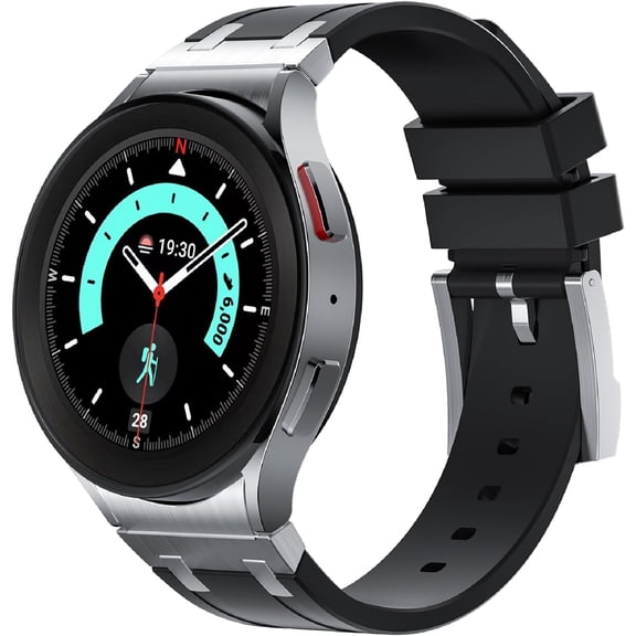VeveXiao Luxury Rugged Designer Strap for Samsung Galaxy Watch 6 40mm 44mm Band/6 Classic 43mm 47mm/Watch 5 Pro 45mm/Watch 5/4 40mm 44mm,20mm Silicone Strap Waterproof Replacement bands