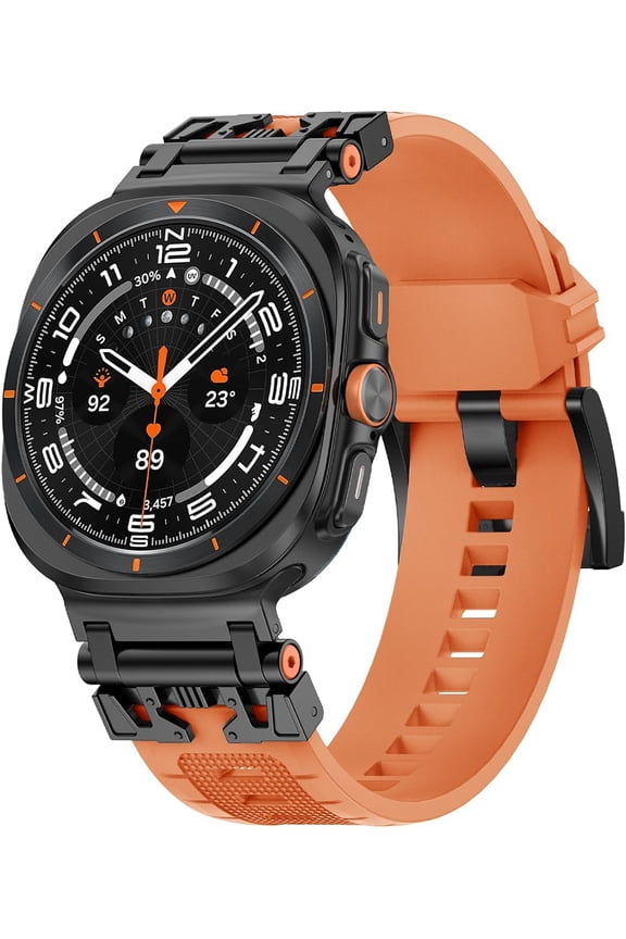 One Click Attachment Rugged Armor Strap for Samsung Galaxy Watch 7 Ultra Band, Silicone Sport Replacement Wristband for Galaxy Watch Ultra Men Women Band