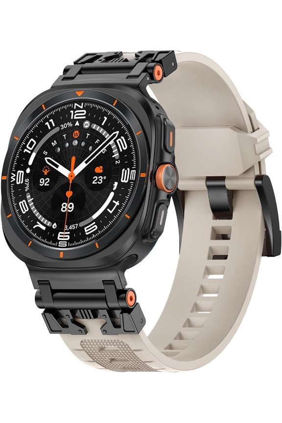 One Click Attachment Rugged Armor Strap for Samsung Galaxy Watch 7 Ultra Band, Silicone Sport Replacement Wristband for Galaxy Watch Ultra Men Women Band