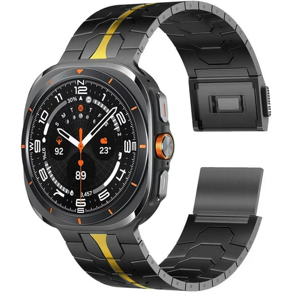 VeveXiao Rugged Magnetic Metal Band Compatible with Samsung Galaxy Watch 7 Ultra Band (2024), Iron Man Stainless Steel Strong Magnet Link with Stainless Steel Adapter for Men Women