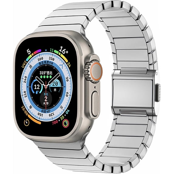 VeveXiao Rugged Titanium Strap for Apple Watch Ultra 2 Band 49mm 46mm 45mm 44mm, Titanium Metal Link Bracelet with Magnetic Buckle Strap for iWatch Ultra Series 10 9 8 7 SE 6 5 4