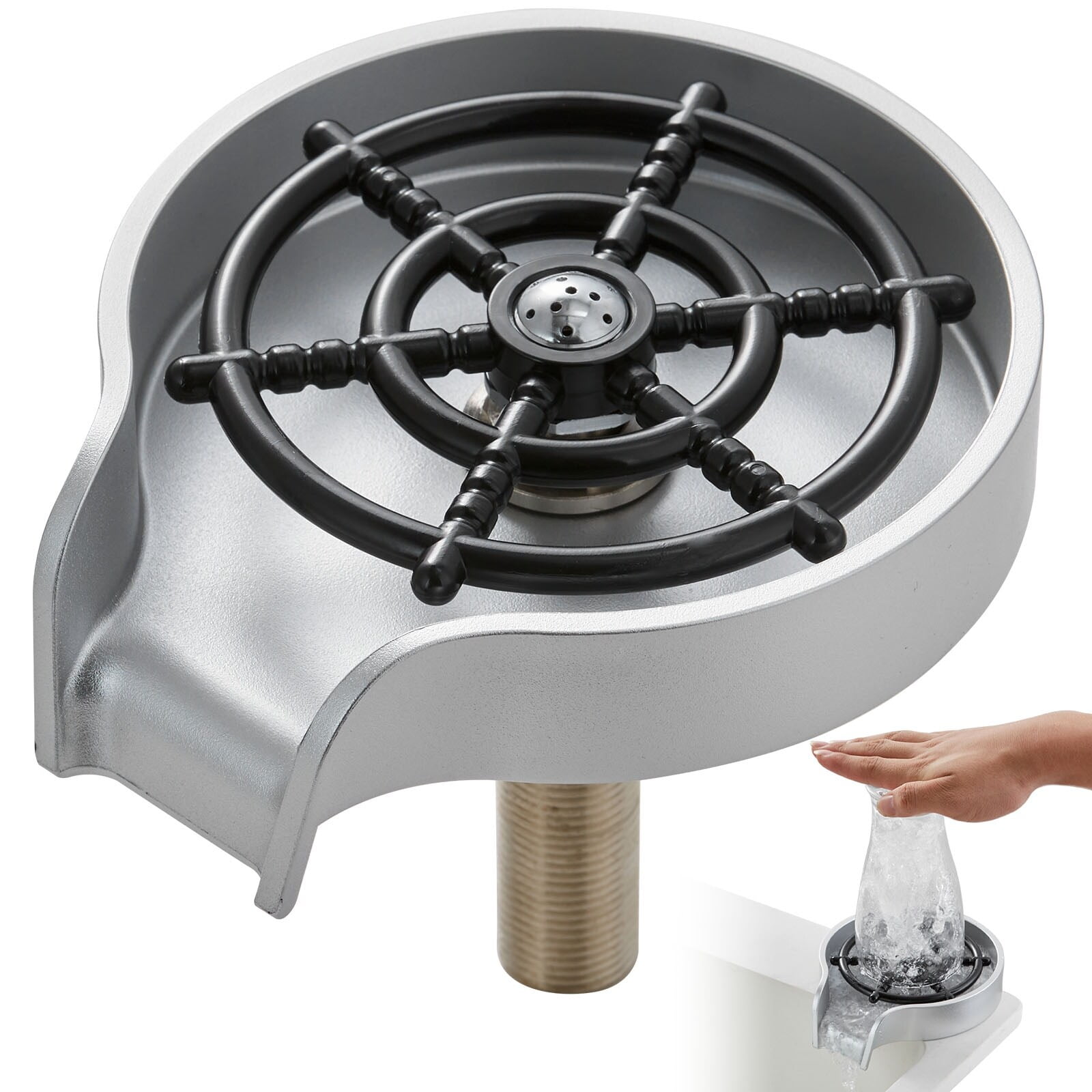 VEVOR White Stainless Steel 360° Rotating Glass Rinser