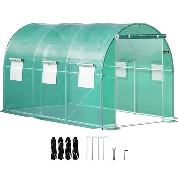 VEVOR 11.5 x 6.5 x 6.5ft Walk-in Tunnel Greenhouse, Portable Plant Hot House with Galvanized Steel Hoops