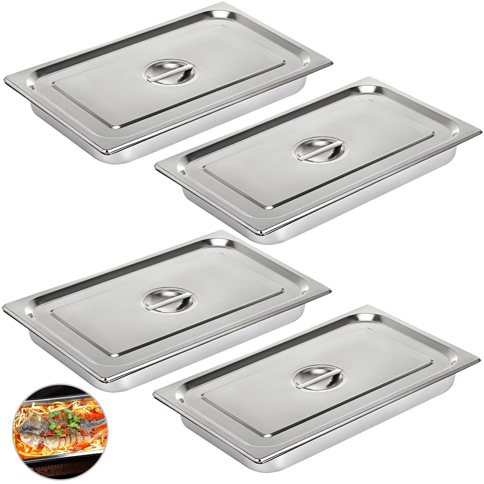 VEVOR 13.7 qt Stainless Steel Chafing Dishes, Set of 4